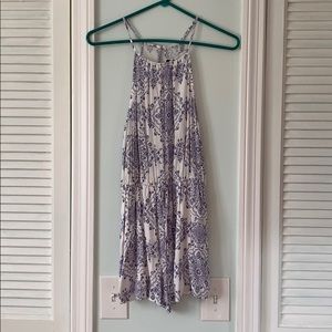 Romper—White with blue mandala flowers